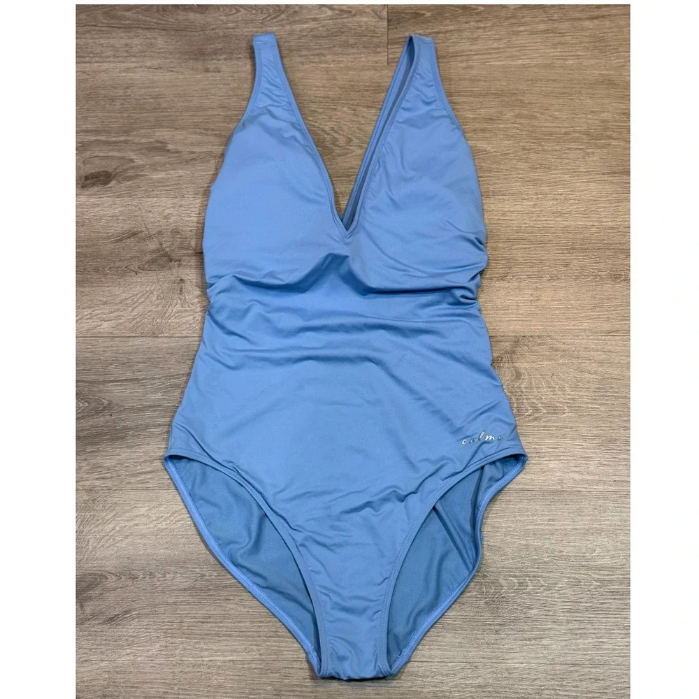 Johnny Was Calme XXL Della Blue Cross Back One Piece Swimsuit NWT